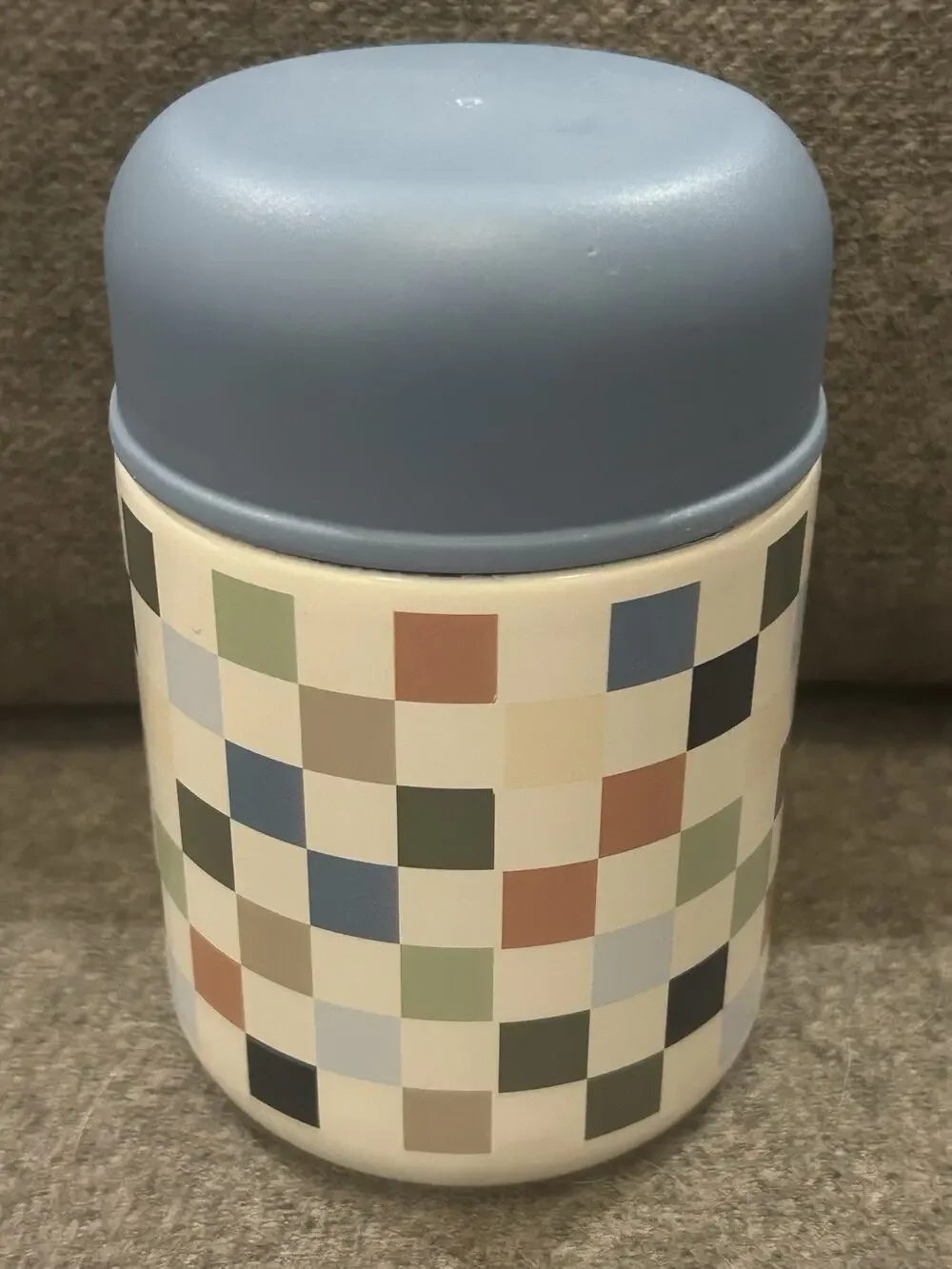 Pillowfort Kids 10 oz Checkered Stainless Steel Food Jar with Spoon